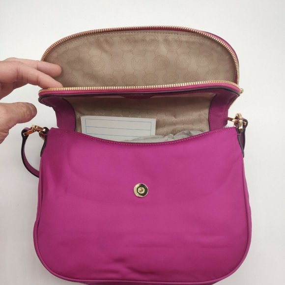 MICHAEL Kors Shoulder Satchel Handbag Purse Convertible Fuscia Gold - Picture 5 of 8